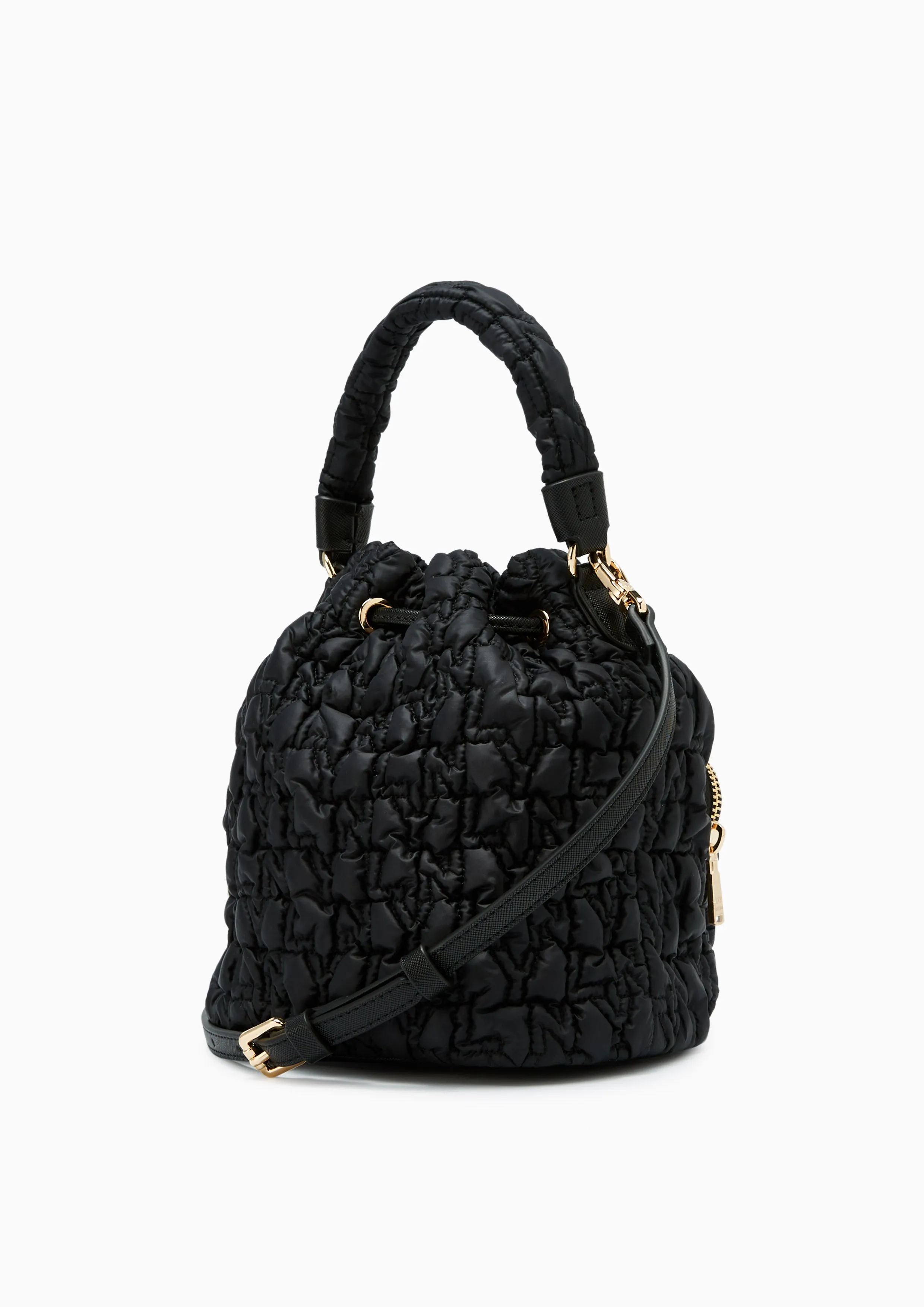 Roslyn Quilted Bucket Bag Black