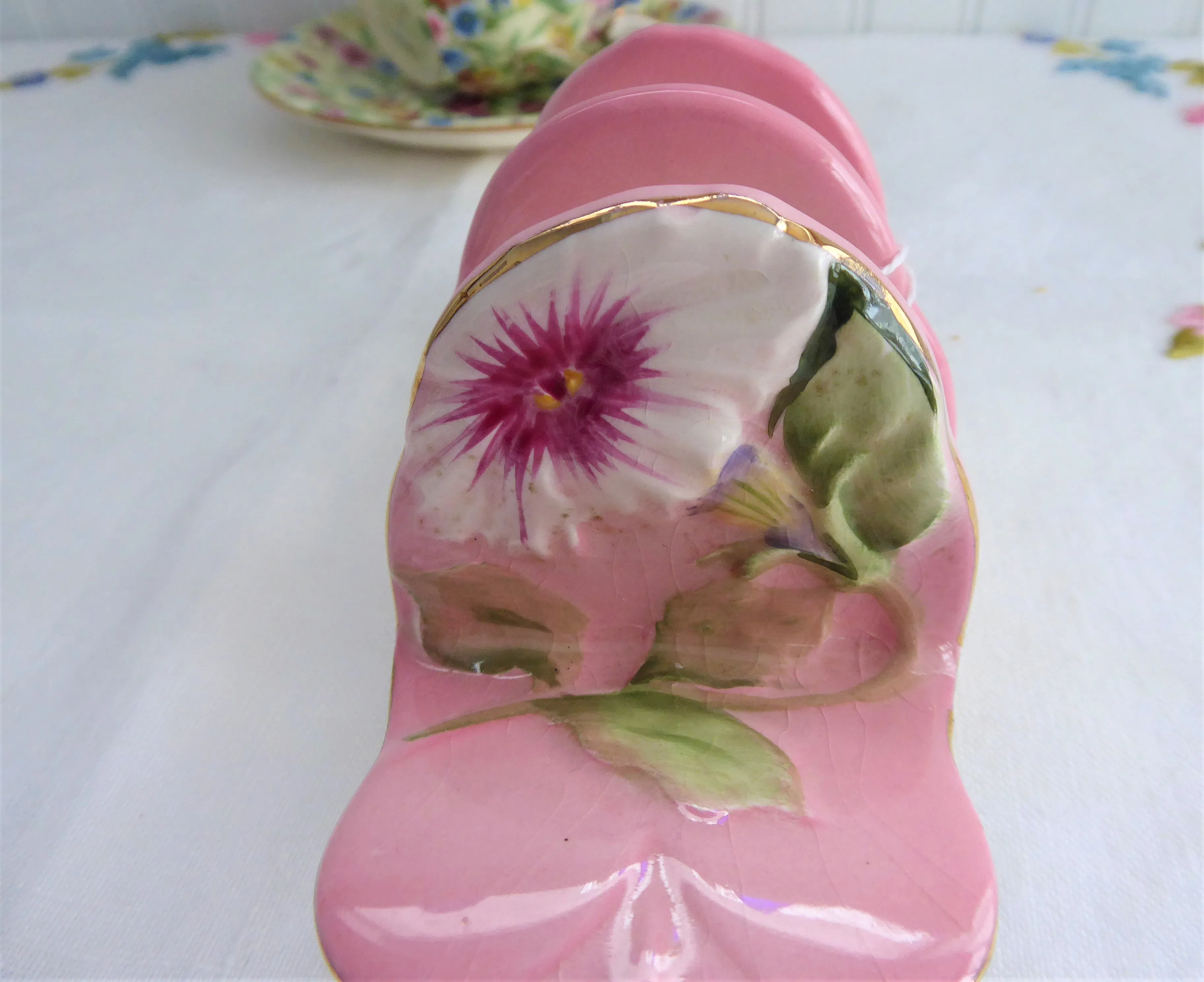 Royal Winton Pink Petunia Toast Rack Vintage 1940s Toast Holder Letters Tea Party