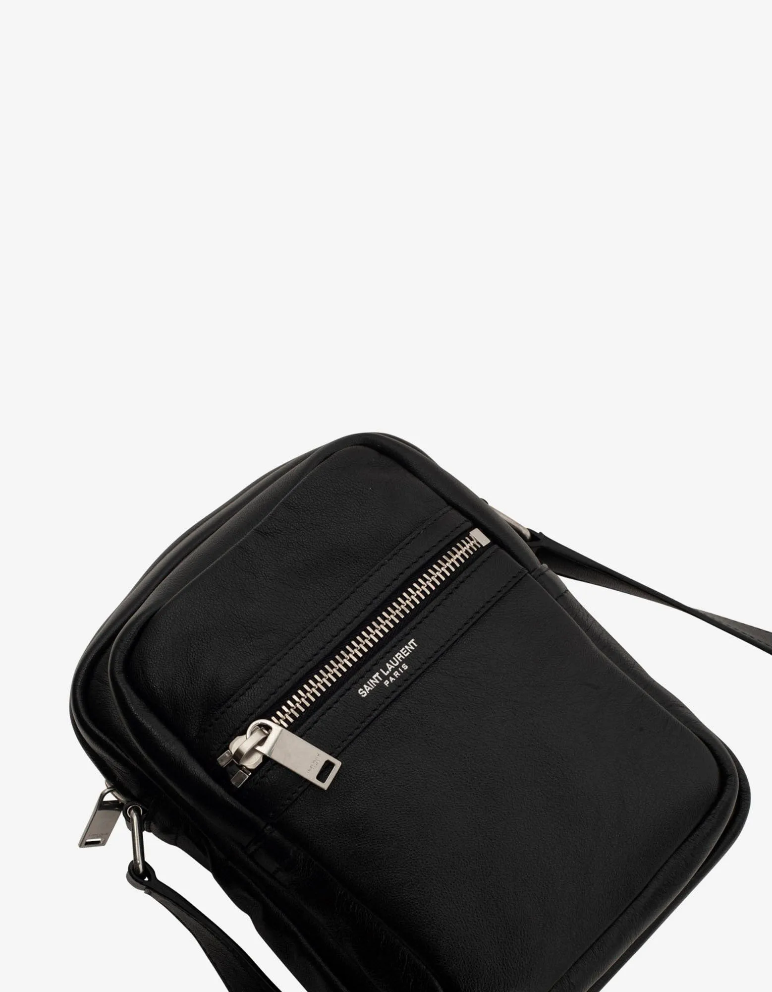 Saint Laurent Black Leather Brad Pouch