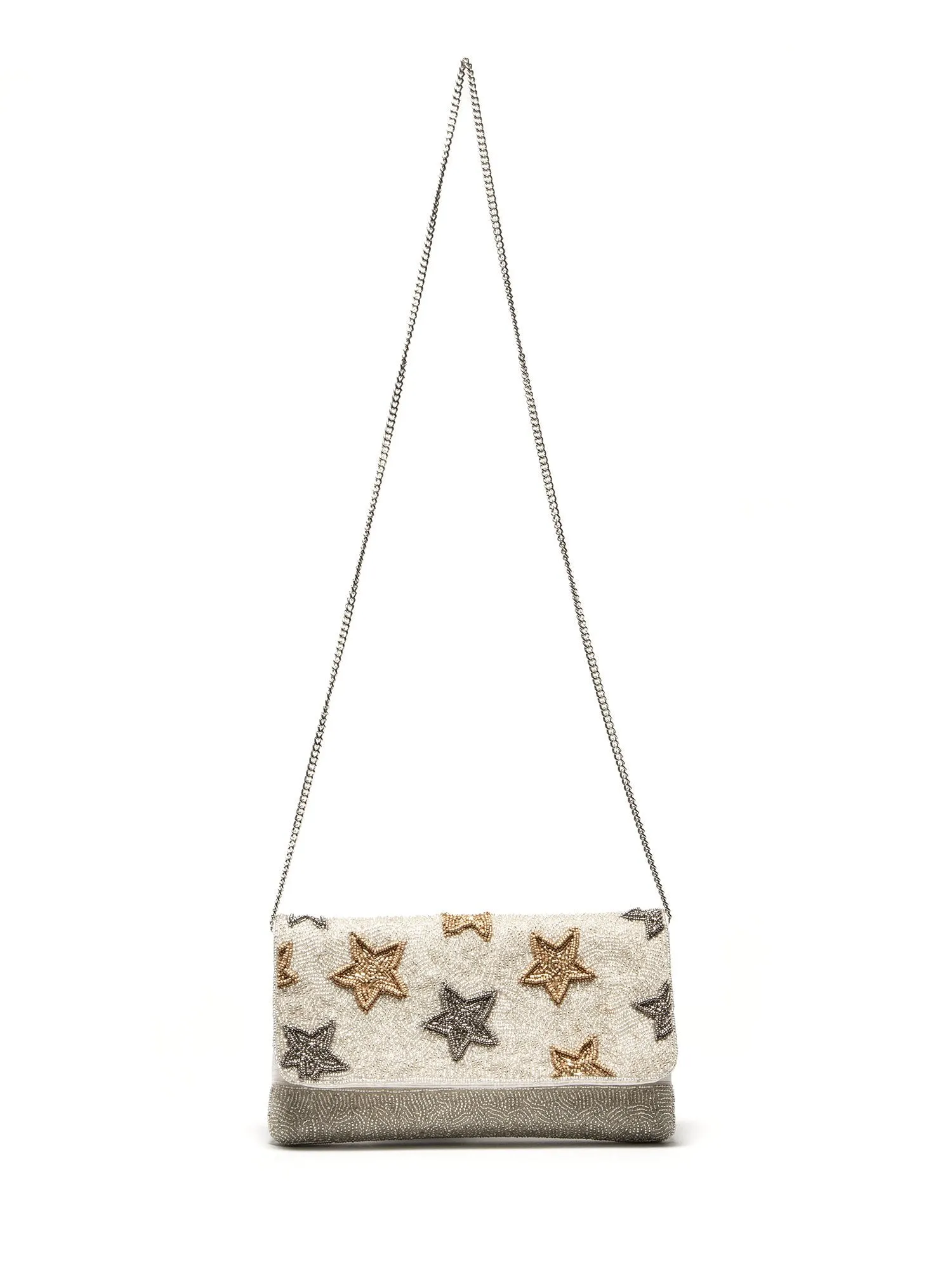 Silver Stars Beaded Clutch