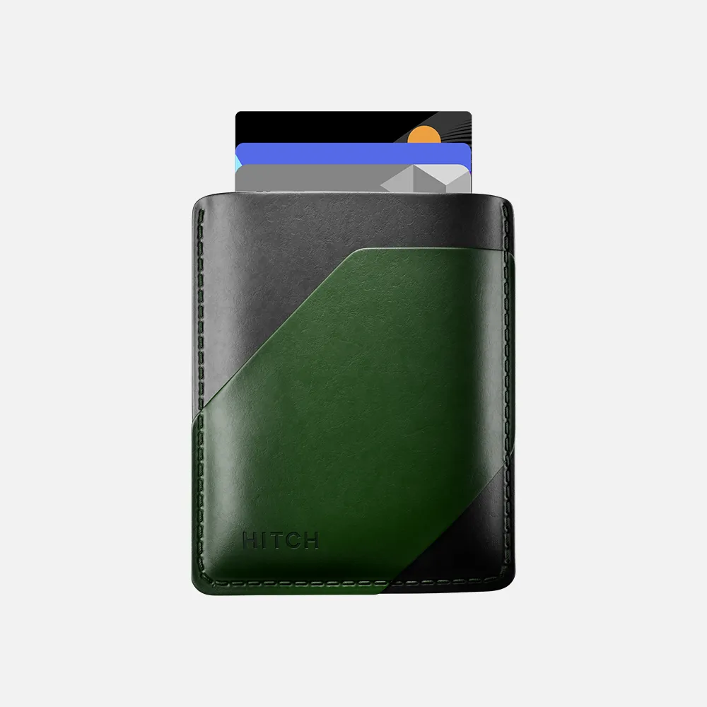 Simple Cardholder - Natural Genuine Leather - Black/Green