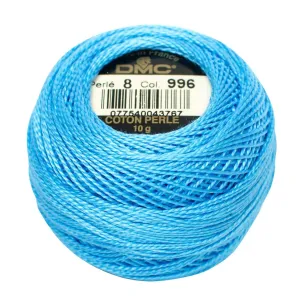 Size 8 Pearl Cotton Ball in Color 996 ~ Medium Electric Blue