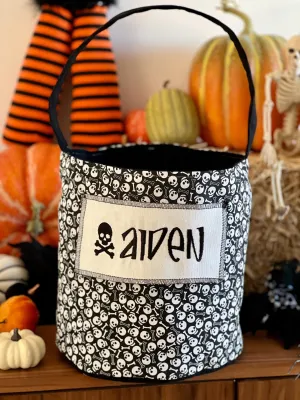 Skulls Trick or Treat Bag, Custom Halloween Bag, Trick-or-Treat Bucket