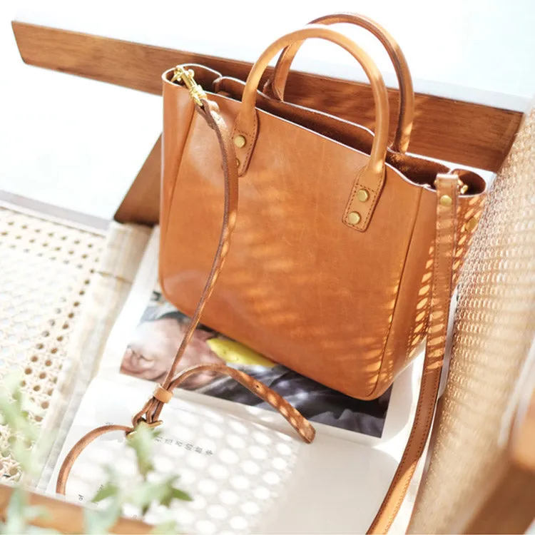 Small Womens Leather Crossbody Tote Brown Leather Handbag For Women