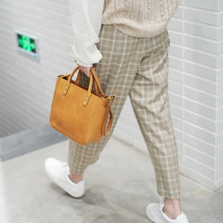 Small Womens Leather Crossbody Tote Brown Leather Handbag For Women