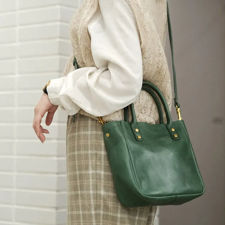 Small Womens Leather Crossbody Tote Brown Leather Handbag For Women