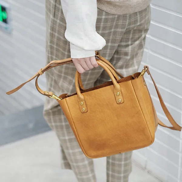 Small Womens Leather Crossbody Tote Brown Leather Handbag For Women