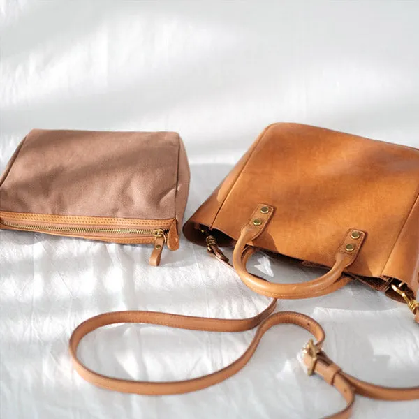 Small Womens Leather Crossbody Tote Brown Leather Handbag For Women