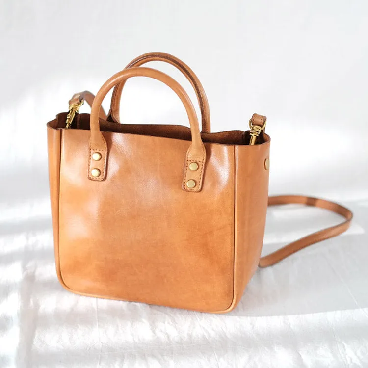 Small Womens Leather Crossbody Tote Brown Leather Handbag For Women