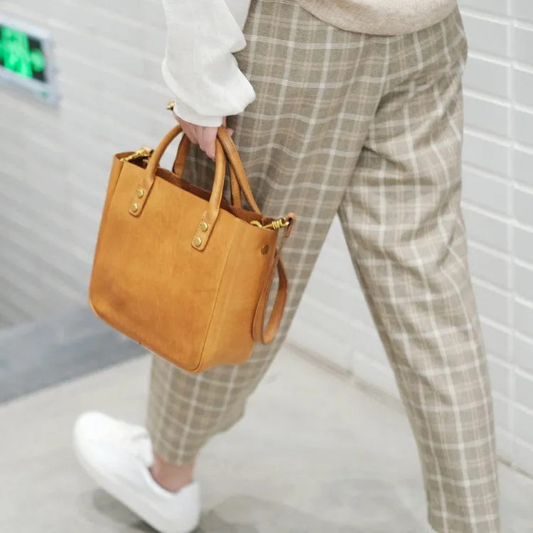 Small Womens Leather Crossbody Tote Brown Leather Handbag For Women