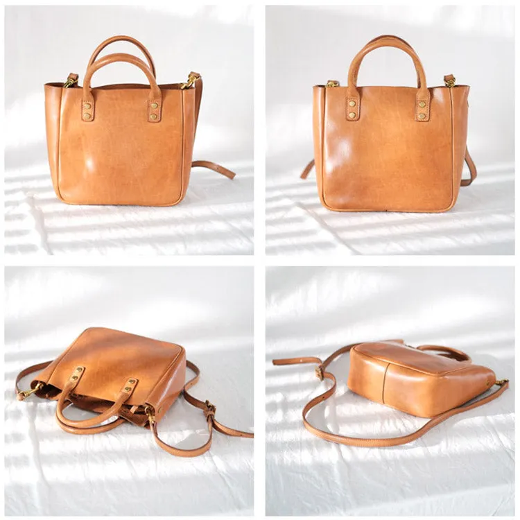Small Womens Leather Crossbody Tote Brown Leather Handbag For Women