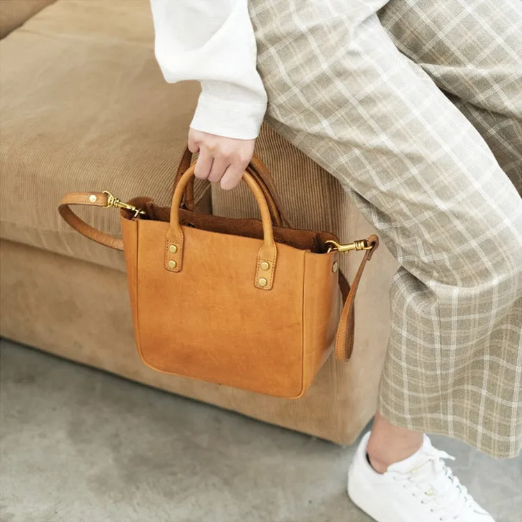 Small Womens Leather Crossbody Tote Brown Leather Handbag For Women