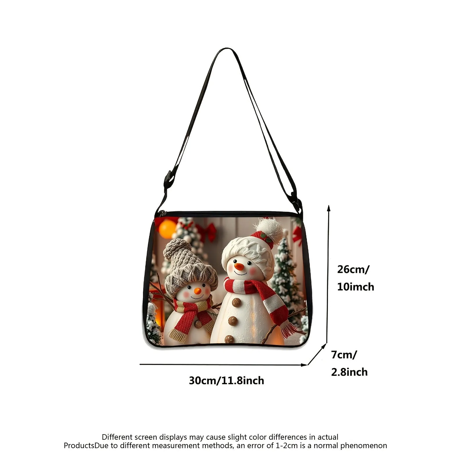 Snowman Pattern Single Shoulder Bag, Fabric Crossbody Bag with Inner Pocket Single Shoulder Bag, Versatile Small Square Bag Wallet Mobile Phone Bag, Suitable for Girls, Teenagers, Female Workers, Sling Bag, Best Choice for Holiday Gifts