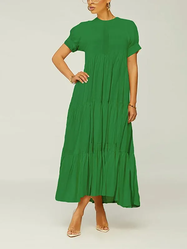 Solid Color Graceful Ruffle Bodycon Dress