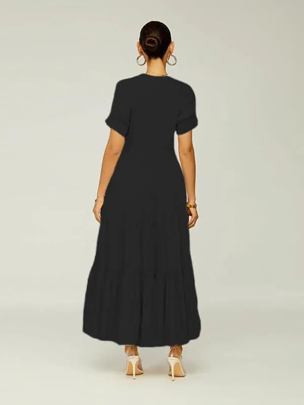Solid Color Graceful Ruffle Bodycon Dress