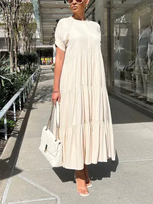 Solid Color Graceful Ruffle Bodycon Dress