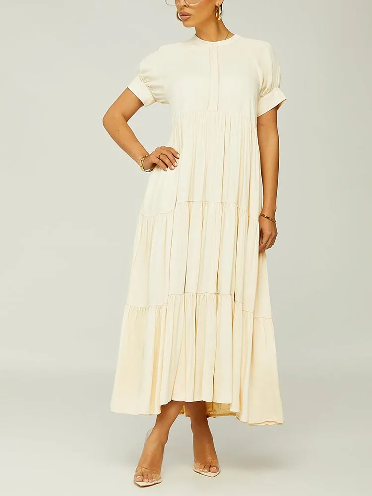 Solid Color Graceful Ruffle Bodycon Dress