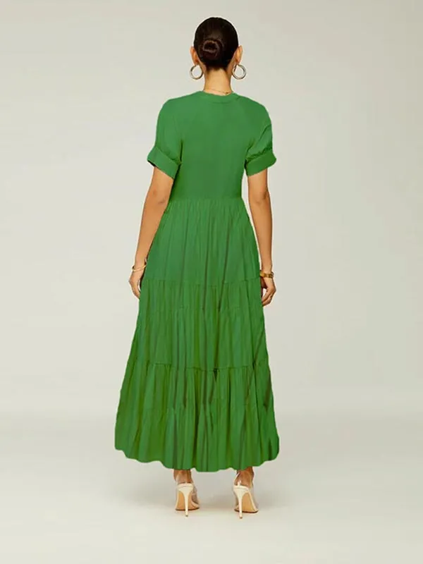 Solid Color Graceful Ruffle Bodycon Dress
