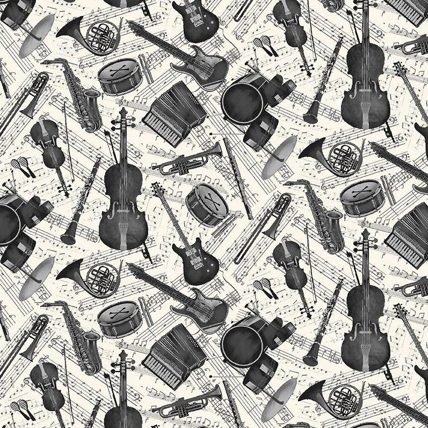Sonata - CD3093 - Cream - Grey Instruments and Music Notes