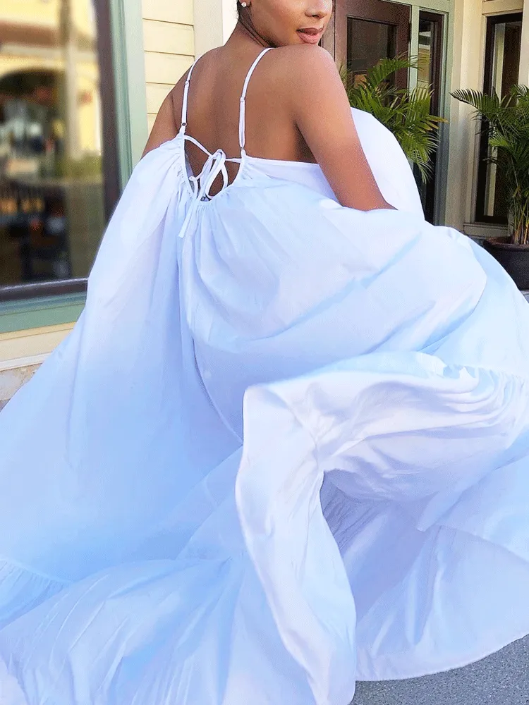 Spaghetti Strap Graceful Ruched Midi Dress