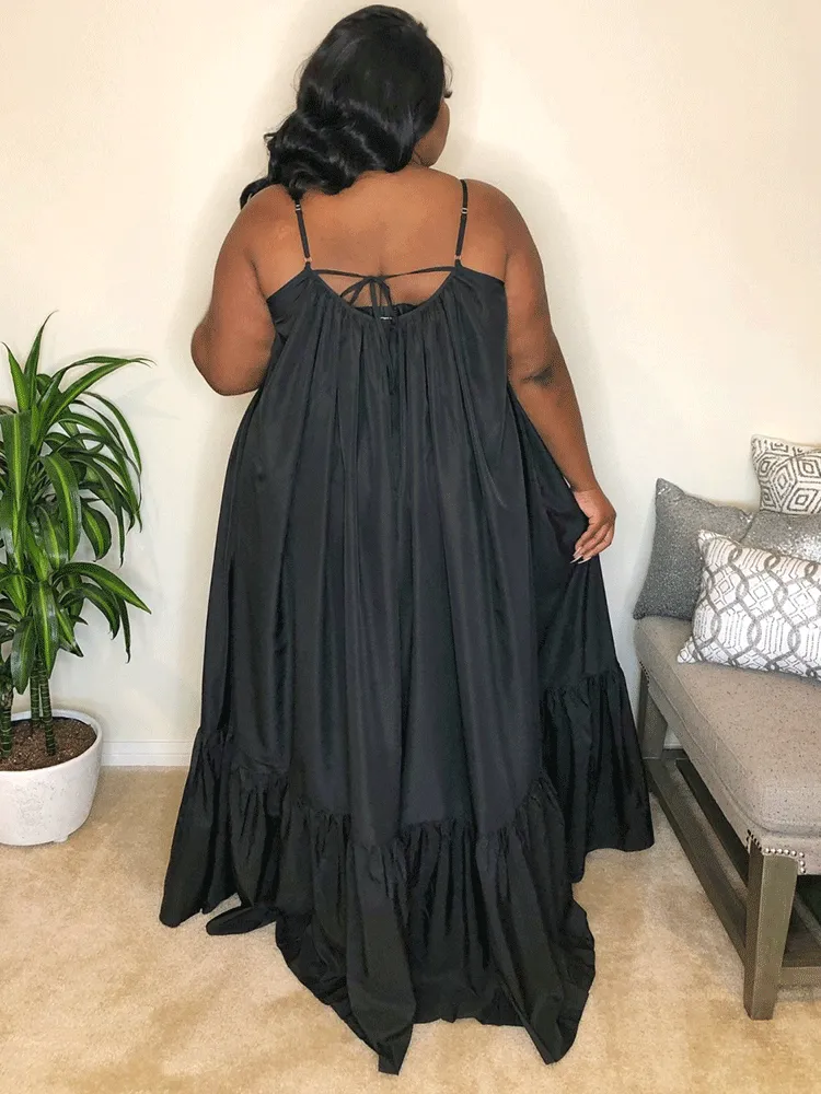 Spaghetti Strap Graceful Ruched Midi Dress