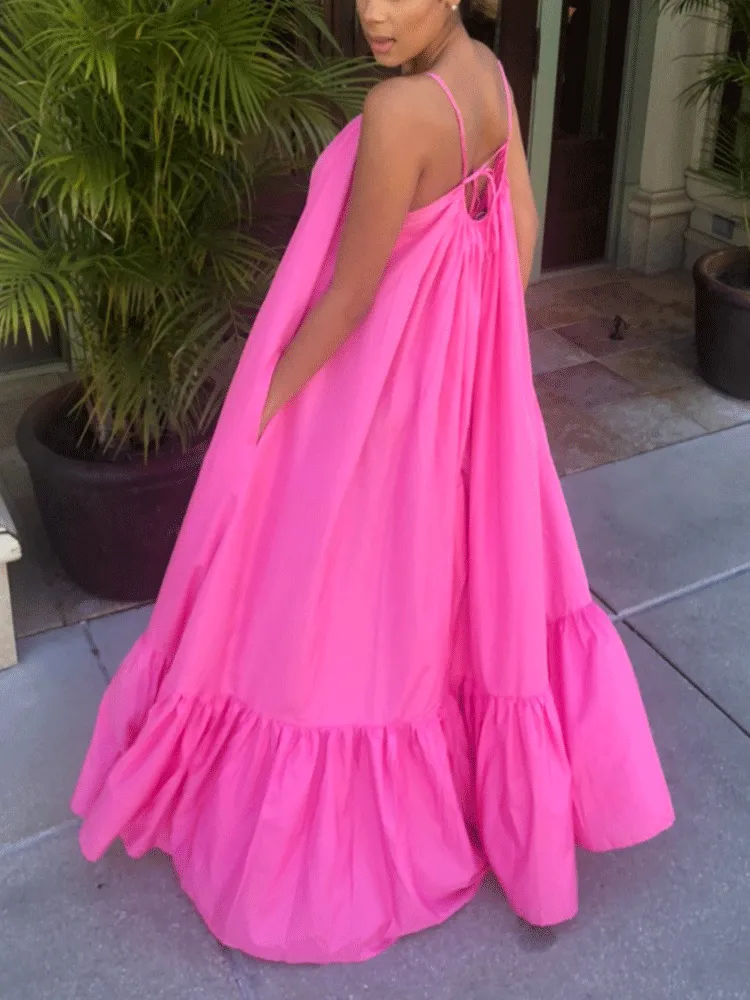 Spaghetti Strap Graceful Ruched Midi Dress