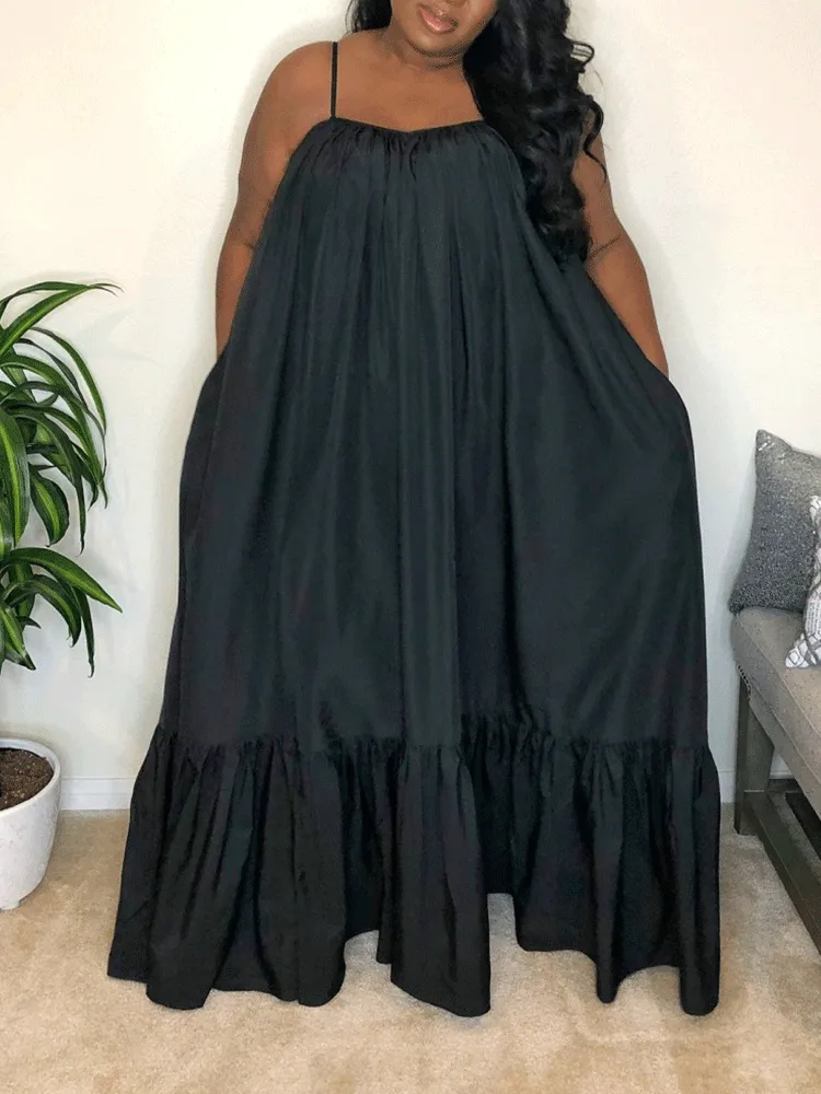 Spaghetti Strap Graceful Ruched Midi Dress