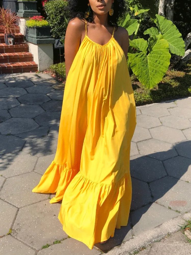 Spaghetti Strap Graceful Ruched Midi Dress