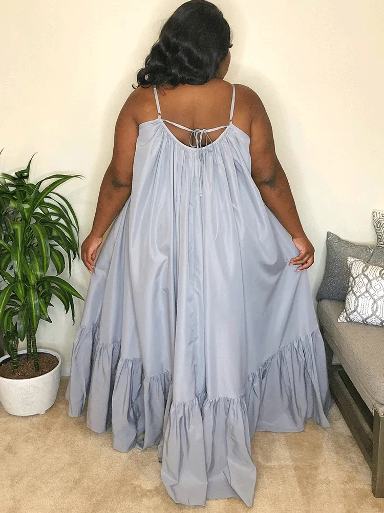Spaghetti Strap Graceful Ruched Midi Dress