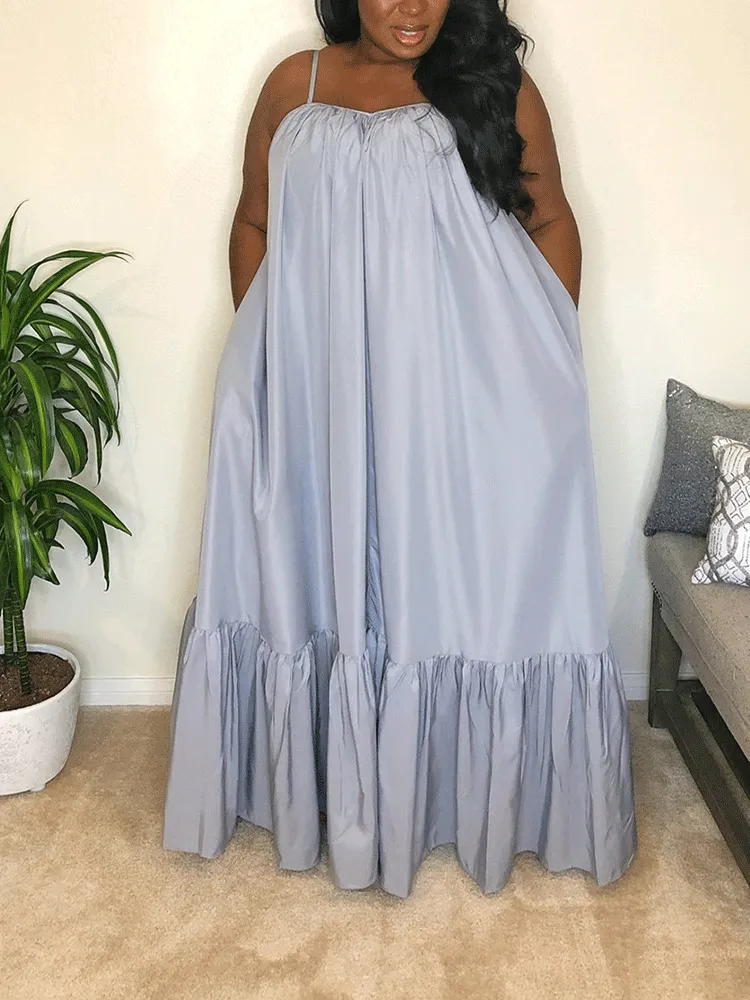 Spaghetti Strap Graceful Ruched Midi Dress