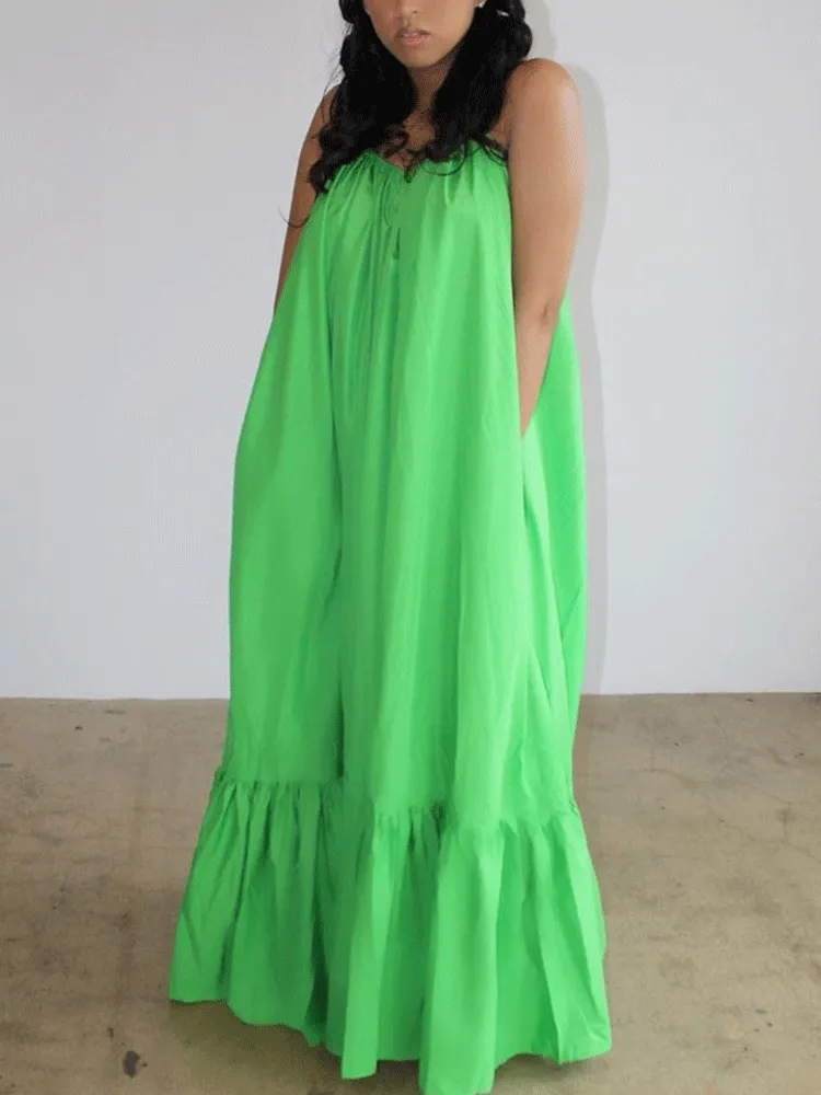 Spaghetti Strap Graceful Ruched Midi Dress