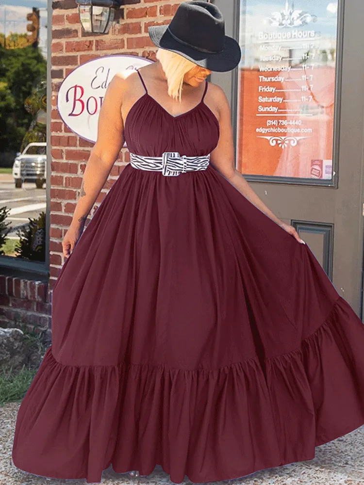 Spaghetti Strap Graceful Ruched Midi Dress