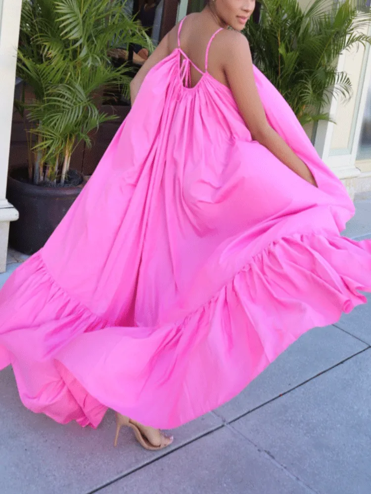 Spaghetti Strap Graceful Ruched Midi Dress