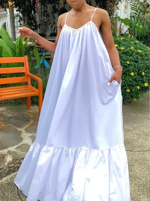 Spaghetti Strap Graceful Ruched Midi Dress