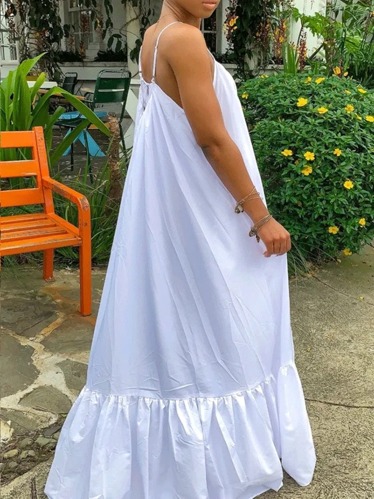 Spaghetti Strap Graceful Ruched Midi Dress