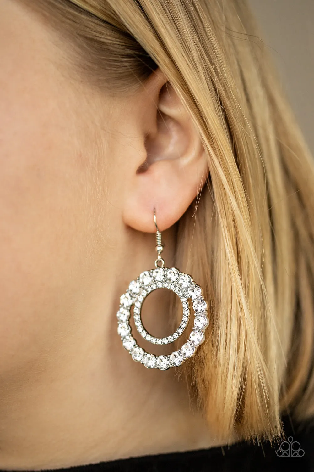 Spotlight Shout Out - White Earrings - Paparazzi Accessories