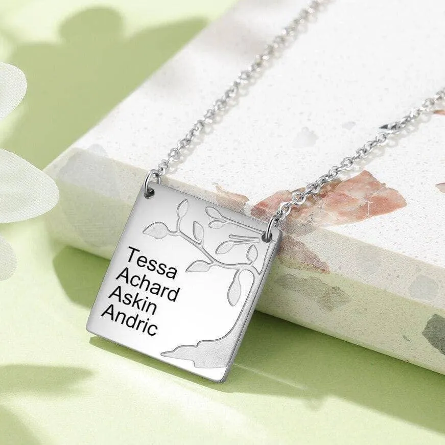 Square Tree Custom Name Necklace