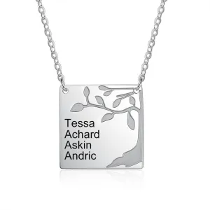 Square Tree Custom Name Necklace