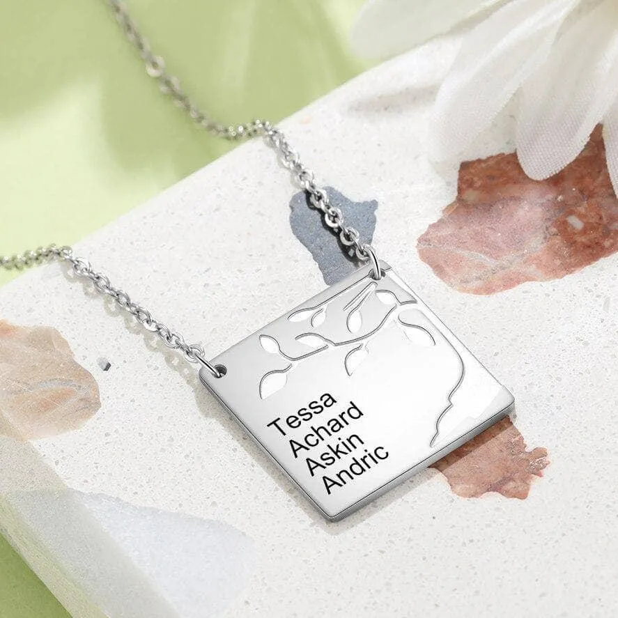 Square Tree Custom Name Necklace