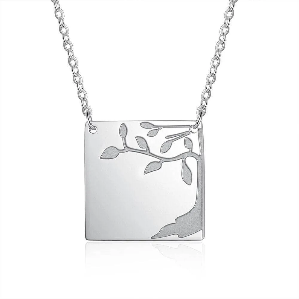 Square Tree Custom Name Necklace