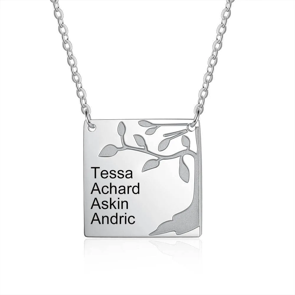 Square Tree Custom Name Necklace