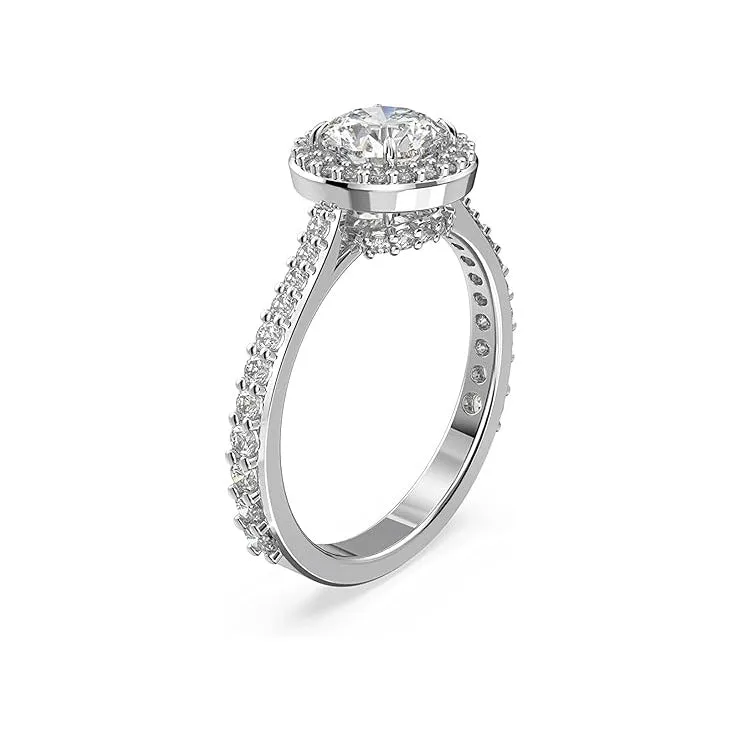 Swarovski Part of the Constella Collection Women's Clear Centerpiece and Pavé Zirconia on a Rhodium Finish Setting Size 9 Una Ring - 5642626