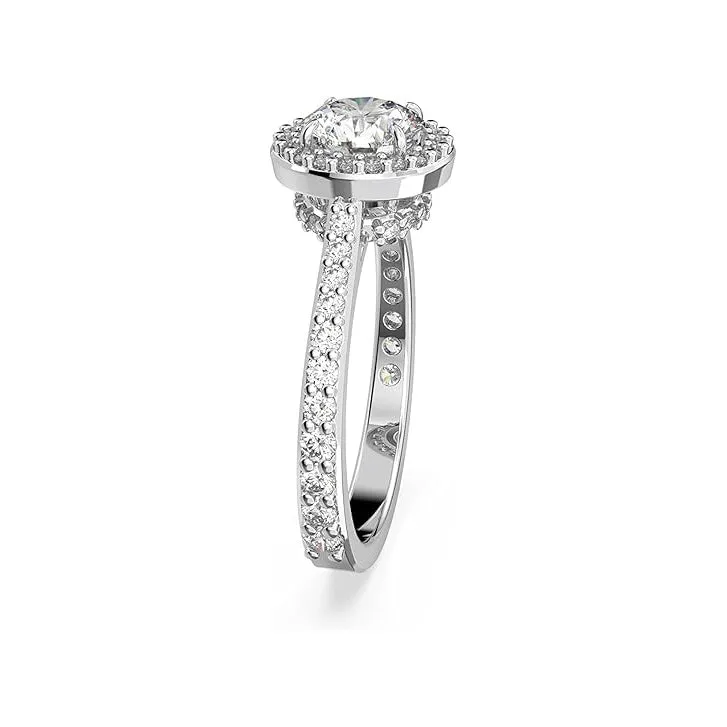 Swarovski Part of the Constella Collection Women's Clear Centerpiece and Pavé Zirconia on a Rhodium Finish Setting Size 9 Una Ring - 5642626