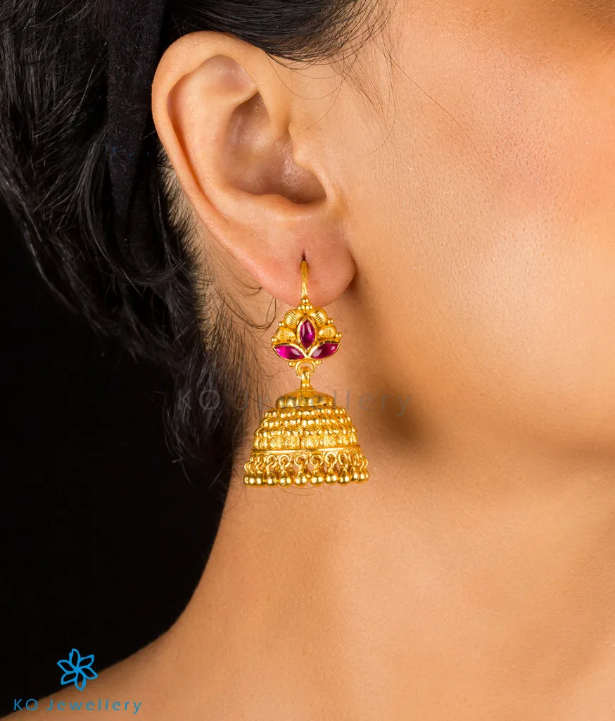 The Adhanika Silver Kempu Jhumka (Pearl/Hook)