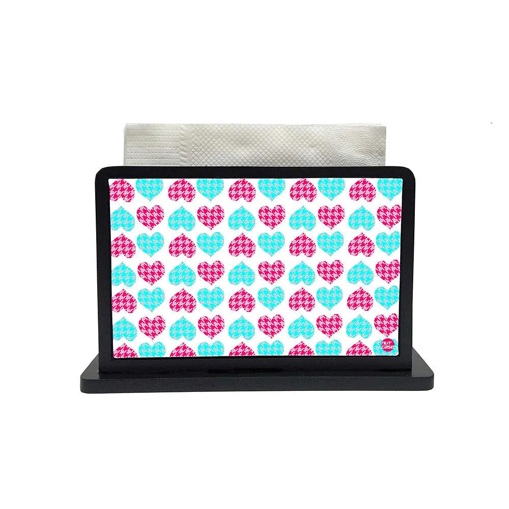 Tissue Holder Paper Napkin Stand - Pink And Blue Hearts