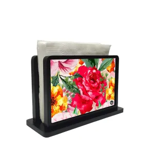 Tissue Holder Paper Napkin Stand - Red Roses