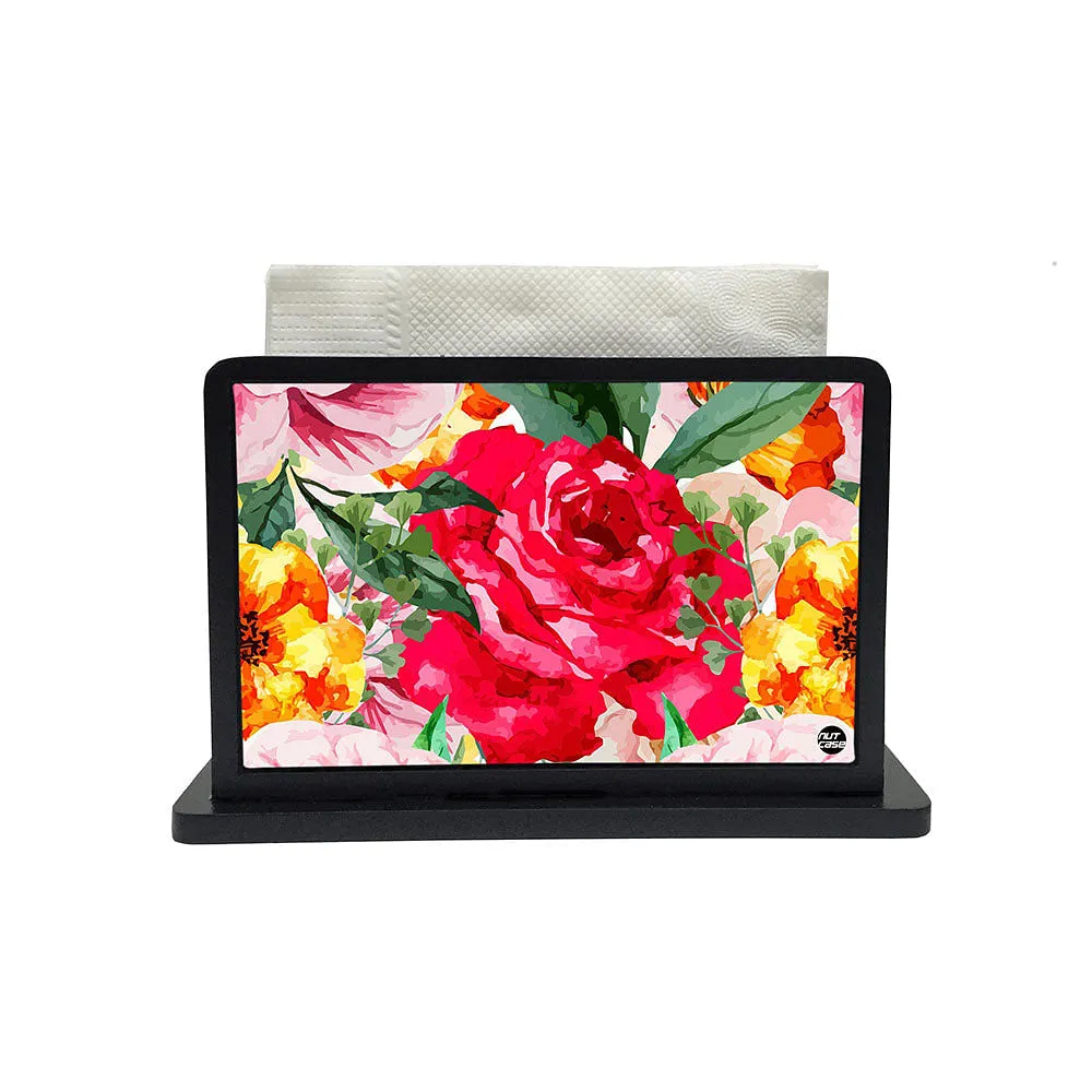Tissue Holder Paper Napkin Stand - Red Roses