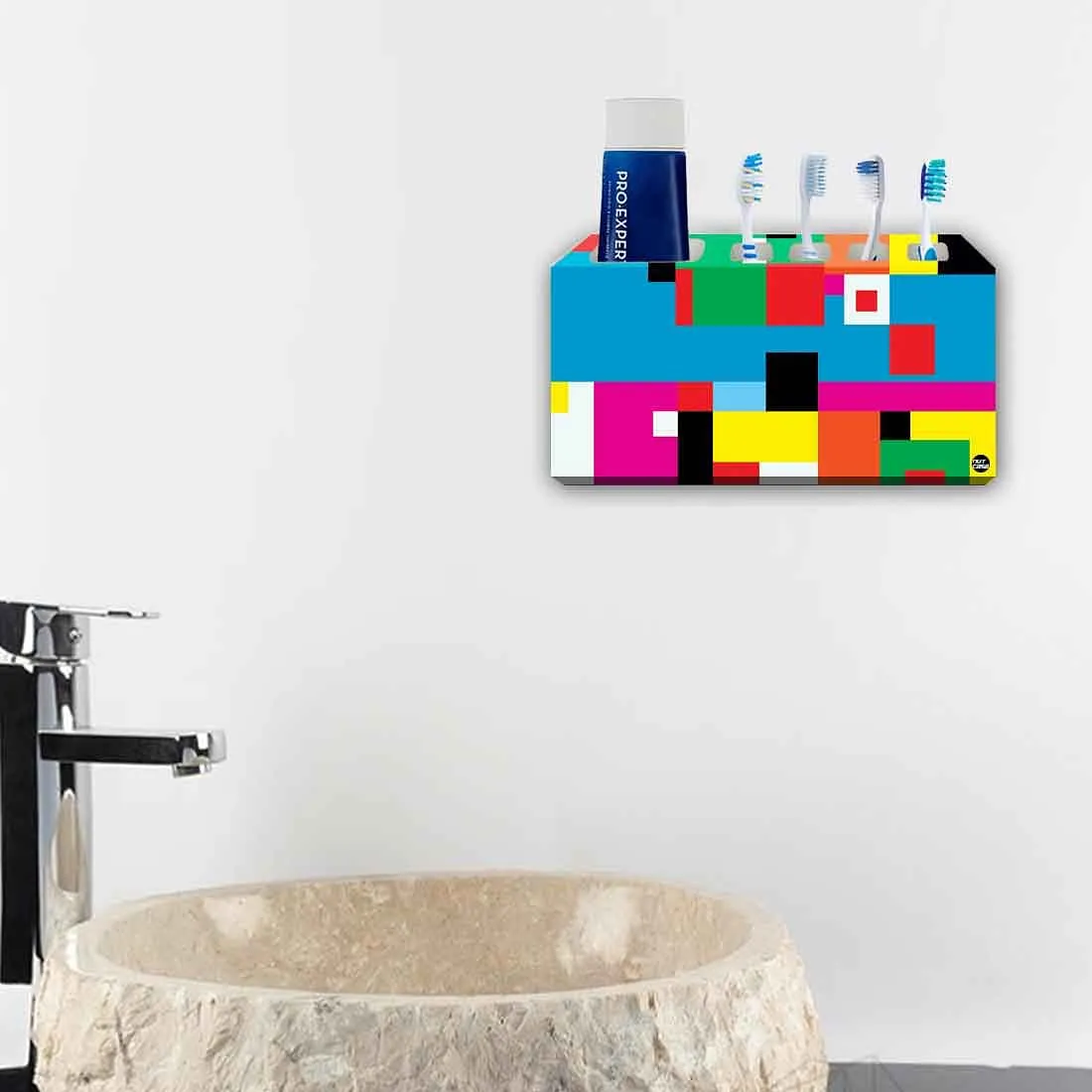 Toothbrush Holder Wall Mounted -Blocks of Color