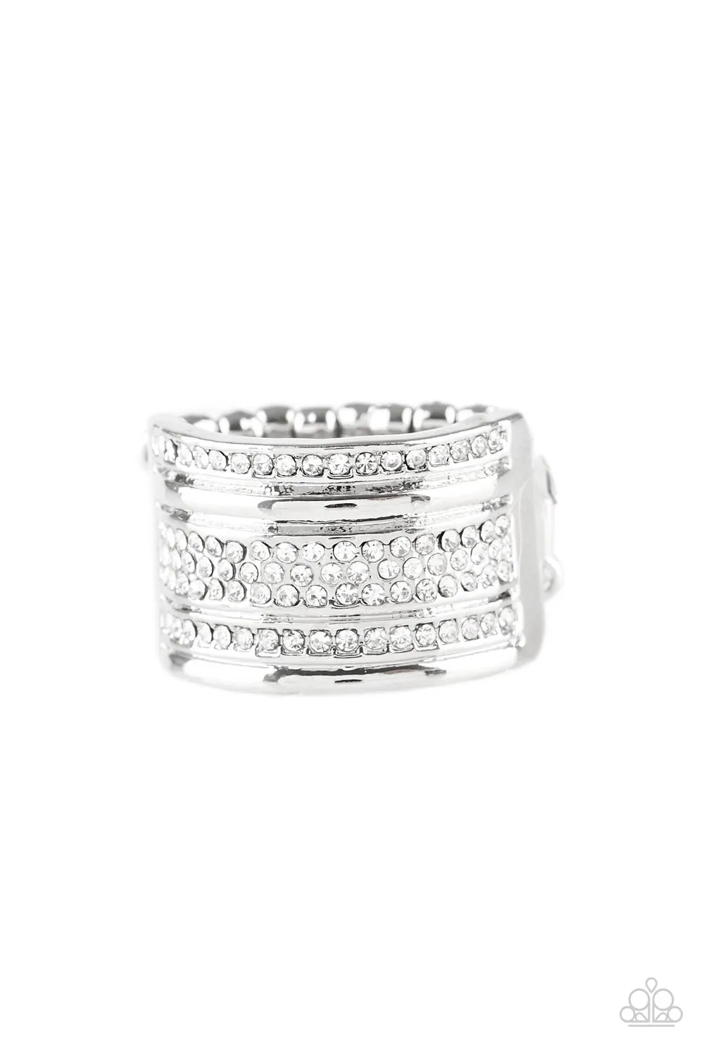 Top Dollar Drama - White Ring - Paparazzi Accessories
