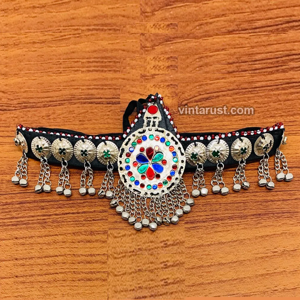 Traditional Matha Patti With Multicolor Glass Stone Headpiece